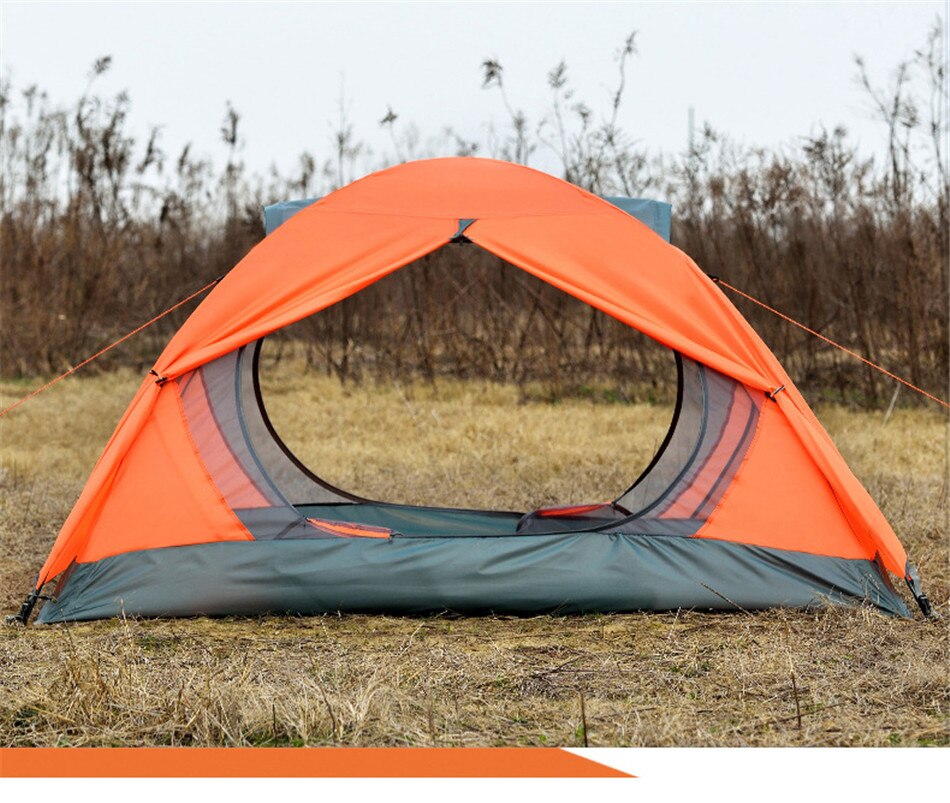 Cheap Goat Tents Outdoor 1 2 Person Camping Tent 210D Oxford Waterproof Double layer Tent Two Door Anti mosquito Breathable Fishing Hiking Tents   